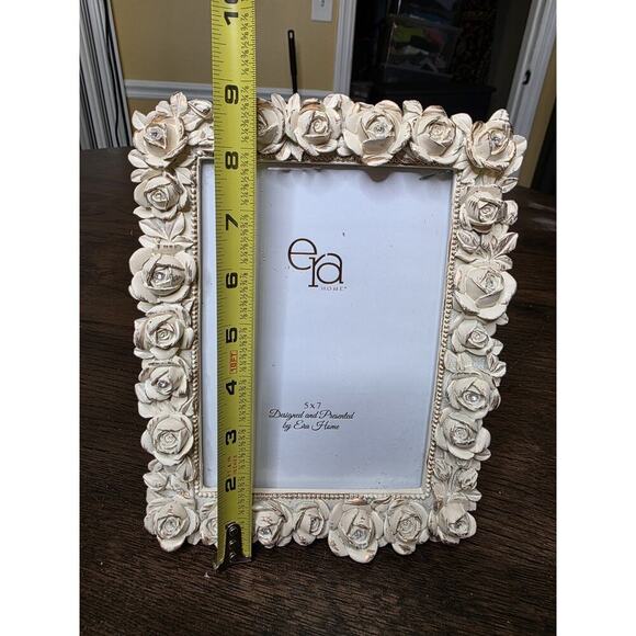 Era Home 5x7 Picture Frame Vintage Style Rose Design Rhinestones Shabby Chic - Picture 14 of 16